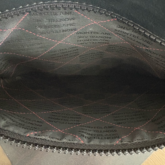 Montblanc Black Leather Messenger Bag with Red Accents - Picture 7 of 10